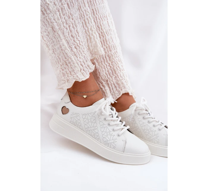 Dámské Kožené Tenisky Na Platformě model 21691898 Bílé - VINCEZA