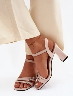 Dámské sandály na podpatku s pásky Vinceza béžové