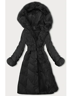 Černá dámská zimní bunda s páskem model 21246680 - J.STYLE