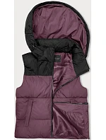 Dámska krátka vesta s kapucňou j.style purple-black (16M9112-53) Dámska krátka vesta s kapucňou j.style purple-black (16M9112-53)