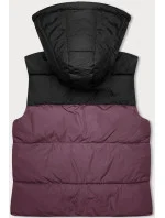 Dámska krátka vesta s kapucňou j.style purple-black (16M9112-53)
