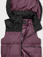 Dámska krátka vesta s kapucňou j.style purple-black (16M9112-53)
