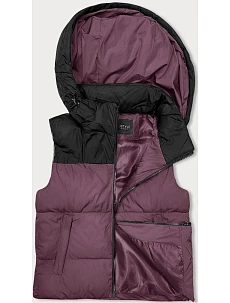 Dámska krátka vesta s kapucňou j.style purple-black (16M9112-53)