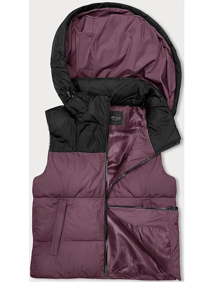 Dámska krátka vesta s kapucňou j.style purple-black (16M9112-53) Dámska krátka vesta s kapucňou j.style purple-black (16M9112-53)