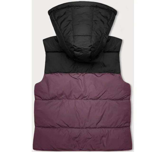 Dámska krátka vesta s kapucňou j.style purple-black (16M9112-53)