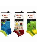 Zábavné nízke crazy ponožky unisex v sete 3 páry CRAZY IN-SHOE SOCKS 3x - BELLINDA - svetlo zelená