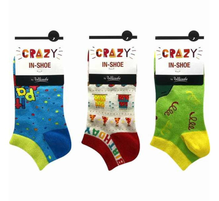 Zábavné nízke crazy ponožky unisex v sete 3 páry CRAZY IN-SHOE SOCKS 3x - BELLINDA - svetlo zelená