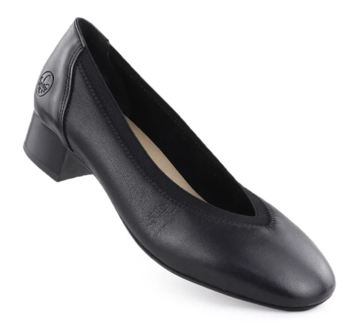 Dámské kožené lodičky na nízkém podpatku černé model 21906644 - Rieker