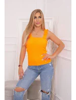 Blúzka s volánikmi bez ramienok oranžová neónová