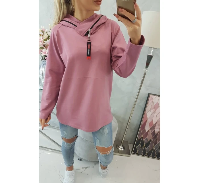 Tmavo ružová tunika na zips s kapucňou Oversize Tmavo ružová tunika na zips s kapucňou Oversize