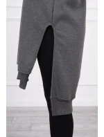 Zateplená mikina s bočními rozparky grafitová