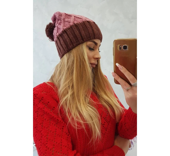 Milano fleecová čiapka K203 tmavo ružová+hnedá