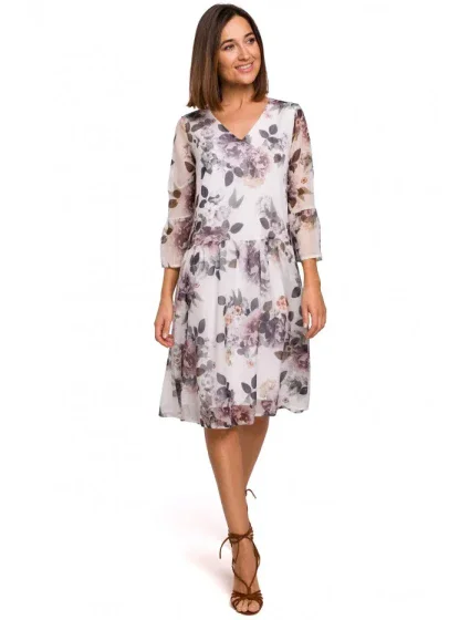 S214 Šifónové šaty so spadnutým pásom - model 1 S214 Šifónové šaty so spadnutým pásom - model 1