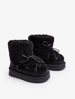 Teplé detské snežnice, šnurované čierne, Asija