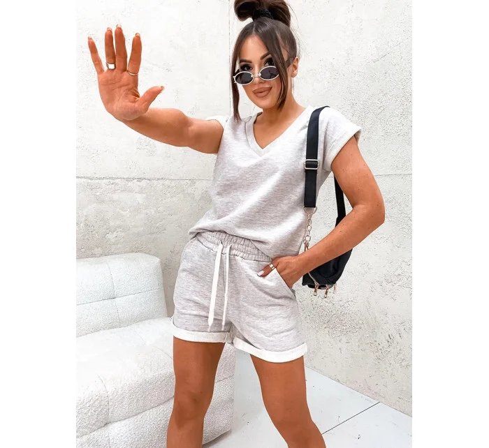 Bavlnená letná súprava béžová melanž (VE87)