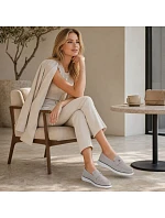 Dámské kožené mokasíny šedé model 22116539 - VINCEZA
