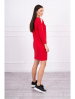 Šaty s grafikou a 3D hráškovou mašlí červené