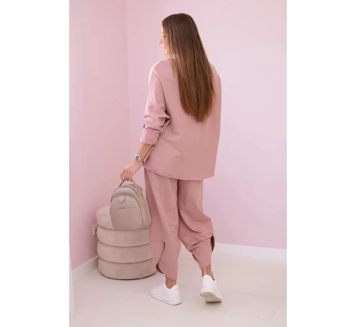Bavlněná mikina kalhoty set tmavě růžová Bavlněná mikina kalhoty set tmavě růžová