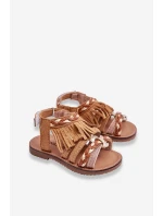Dziecięce Sandały Na Rzep Z Frędzelkami Brązowe Missy Dziecięce Sandały Na Rzep Z Frędzelkami Brązowe Missy