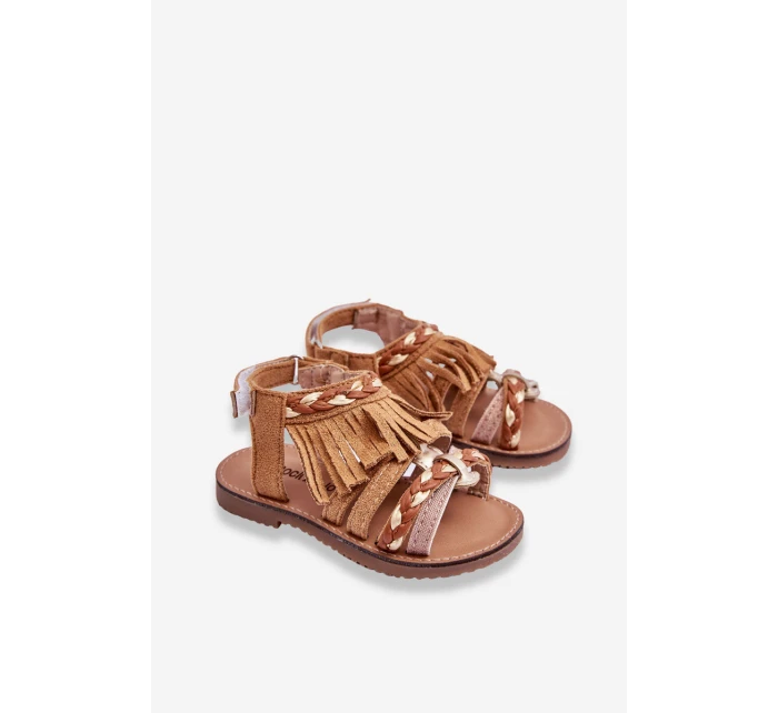 Dziecięce Sandały Na Rzep Z Frędzelkami Brązowe Missy Dziecięce Sandały Na Rzep Z Frędzelkami Brązowe Missy
