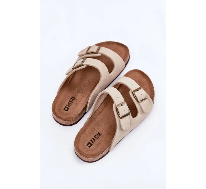 Dámské Zamszové Klapky S Přezkami Big Star model 21692074 Béžové - Big Star Shoes Dámské Zamszové Klapky S Přezkami Big Star model 21692074 Béžové - Big Star Shoes
