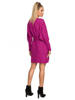 model 18004326 Zavinovací svetrové šaty se zavazováním malinové - Moe