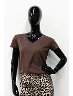 Dámske tričko s krátkym rukávom Serek brown - Off Pink