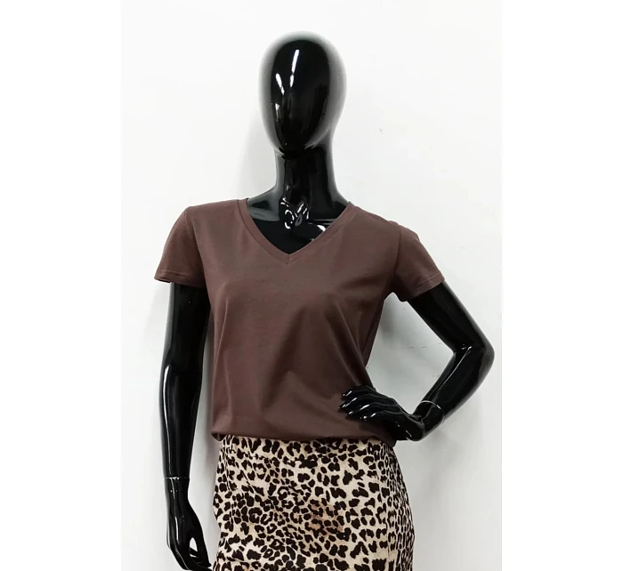 Dámske tričko s krátkym rukávom Serek brown - Off Pink