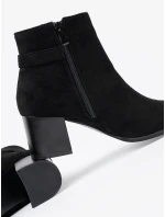 Exkluzívní černé dámské  kotníčkové boty na širokém podpatku