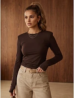 Dámská blůza s dlouhým rukávem v čokoládové barvě FashionStreet RY2939