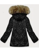 Čierna dámska prechodná bunda s kapucňou (H-97)