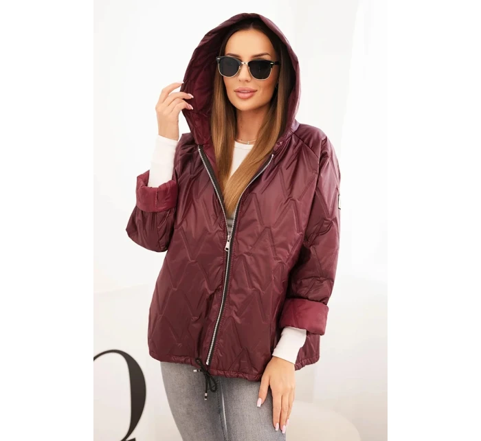Dámska prešívaná bunda s kapucňou slivka Dámska prešívaná bunda s kapucňou slivka
