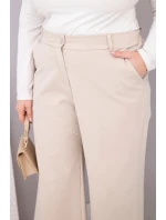 Dámske Plus veľkosť široké nohavice s vysokým pásom béžová