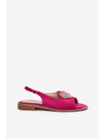 Dámské sandály s ozdobným srdcem model 21691525 Fuchsie - S.Barski Dámské sandály s ozdobným srdcem model 21691525 Fuchsie - S.Barski