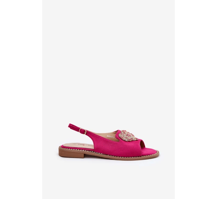 Dámské sandály s ozdobným srdcem model 21691525 Fuchsie - S.Barski Dámské sandály s ozdobným srdcem model 21691525 Fuchsie - S.Barski