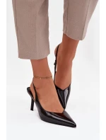 Lakované lodičky na jehlovém podpatku Černé Phelia
