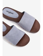 Dámské pantofle se zlatými sponami modré model 21918761 - Boto