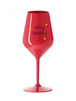 DARČEK - červený nerozbitný pohár na víno 470 ml