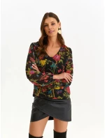 Dámska blúzka SBD1480 čierna s potlačou - FPrice Dámska blúzka SBD1480 čierna s potlačou - FPrice