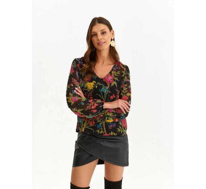 Dámska blúzka SBD1480 čierna s potlačou - FPrice Dámska blúzka SBD1480 čierna s potlačou - FPrice