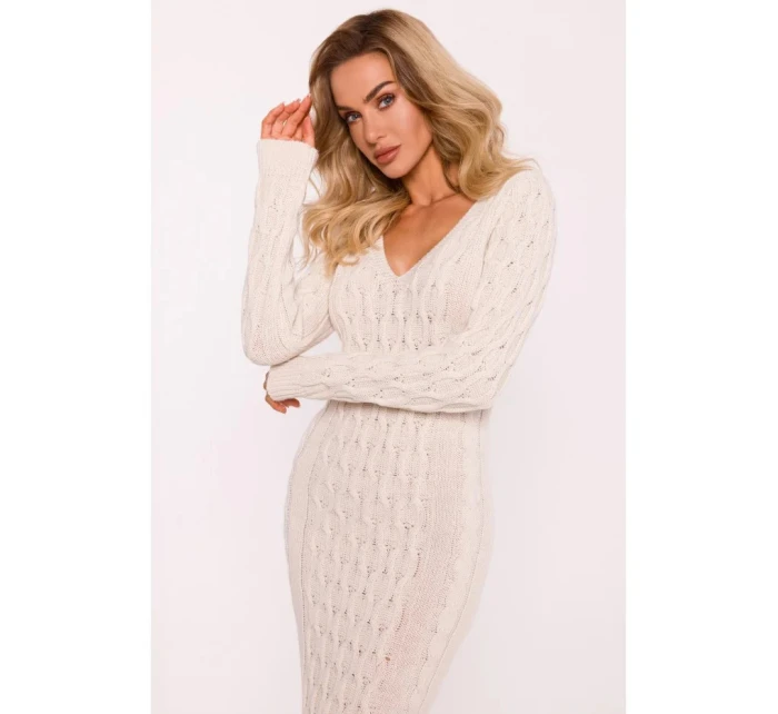 Dámské svetrové šaty model 21865052 Světle béžová - Moe