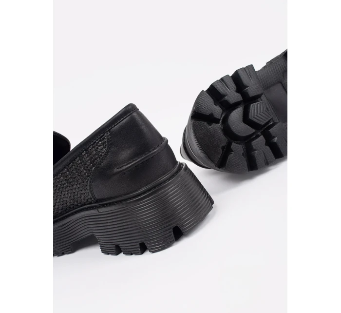 Komfortní mokasíny dámské černé platforma Komfortní mokasíny dámské černé platforma