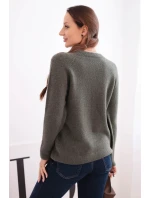 Dámský svetr z baby alpaky s dlouhým rukávem khaki
