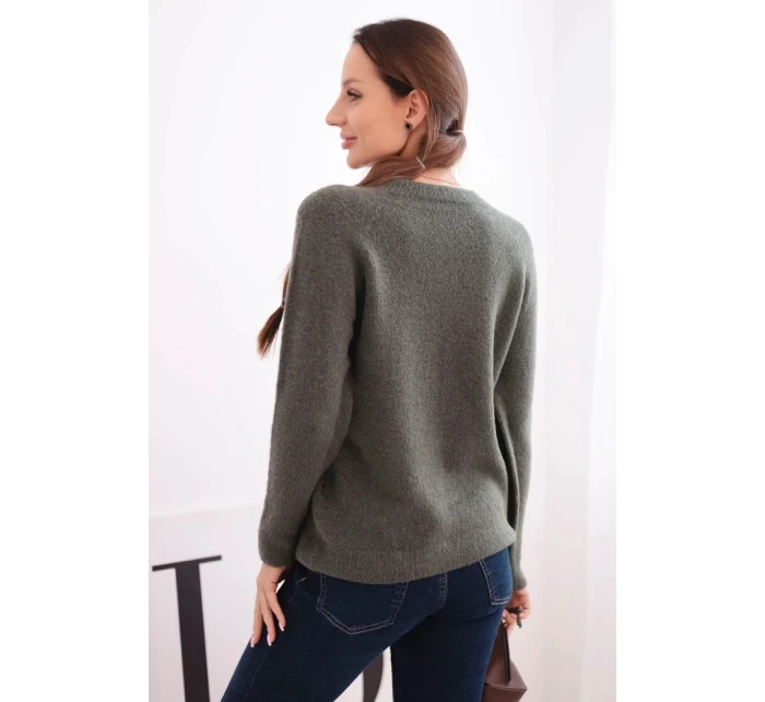 Dámský svetr z baby alpaky s dlouhým rukávem khaki