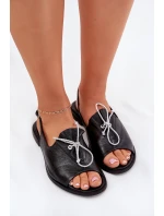 Kožené ploché sandály model 21664449 černé - Zazoo