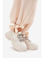 Dámské tenisky na platformě s ozdobným šněrováním béžové model 21690416 - Boto