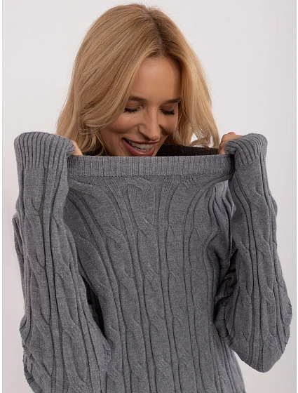 Sweter AT SW model 20463772 ciemny szary - FPrice Sweter AT SW model 20463772 ciemny szary - FPrice