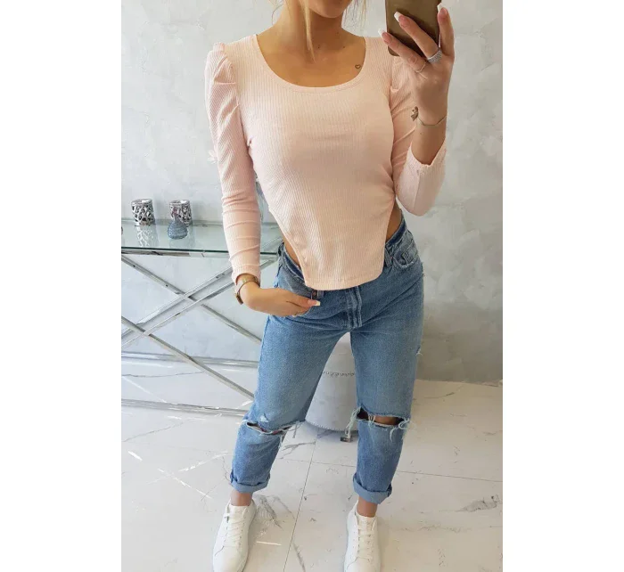 Blúzka s buff rukávmi púdrovo ružová