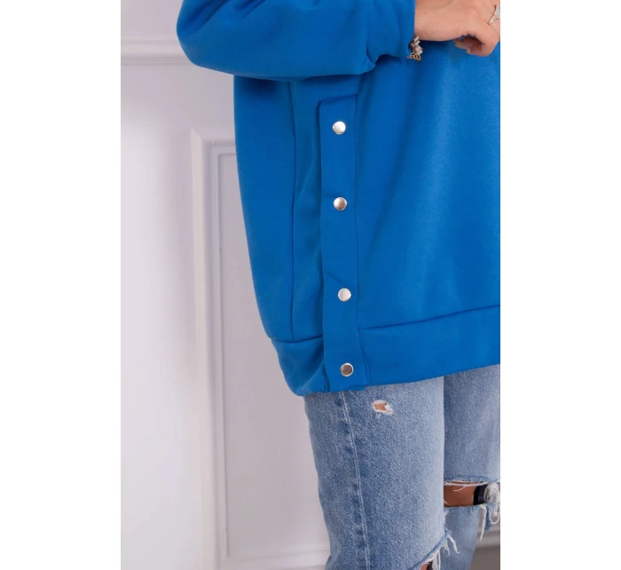 Zateplená mikina s nevädzovo modrými patentkami