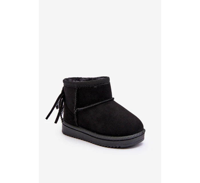 Dětské kozačky s kožešinou a šňůrkami Černé model 21641639 - Boto Dětské kozačky s kožešinou a šňůrkami Černé model 21641639 - Boto